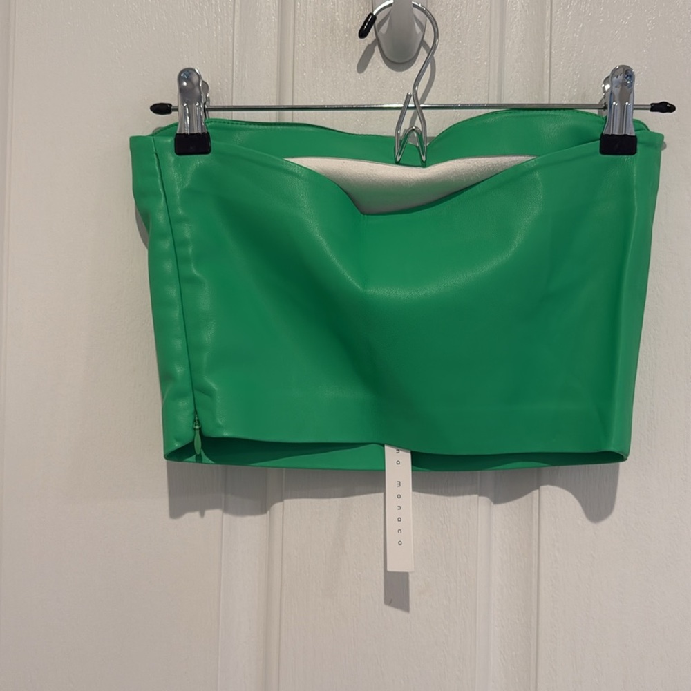 Susana Monaco Women's Faux Leather Cropped Tube Top - Picture 4 of 5